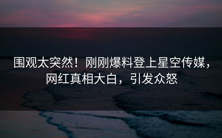 围观太突然！刚刚爆料登上星空传媒，网红真相大白，引发众怒