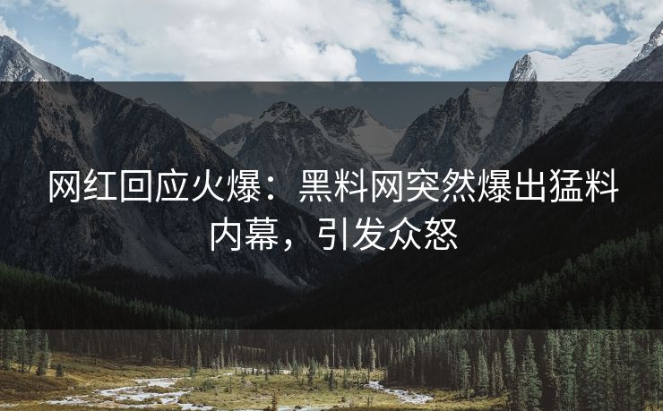 网红回应火爆：黑料网突然爆出猛料内幕，引发众怒