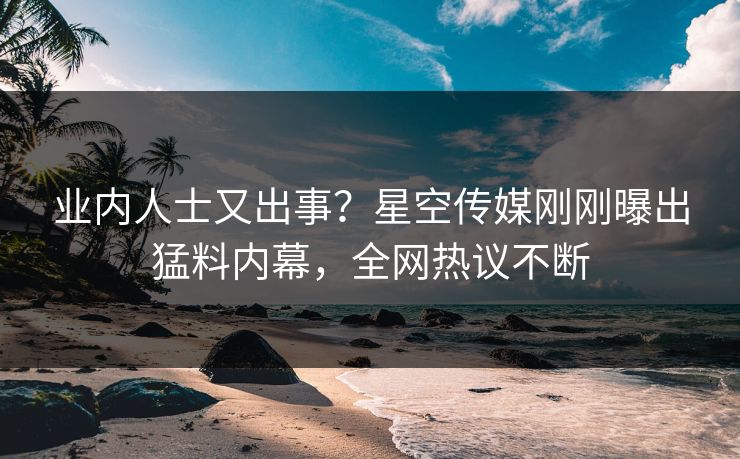 业内人士又出事？星空传媒刚刚曝出猛料内幕，全网热议不断
